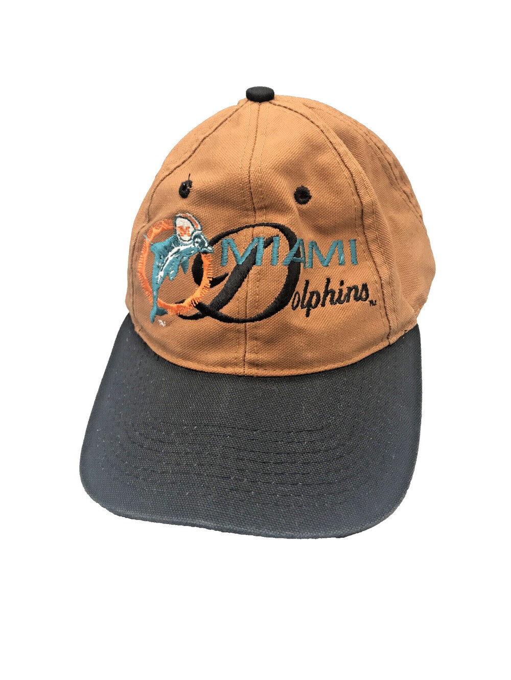 Vintage Youth Miami Dolphins Ball Cap Hat Logo 7 Team NFL Brown Snap Back